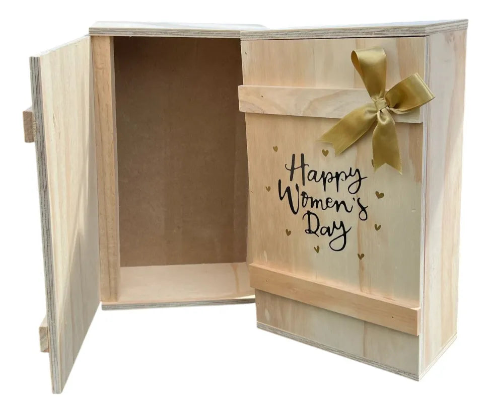 Caja Vino Madera Para Regalo Dia De La Mujer 34x20x10 Cm Día De La Mujer