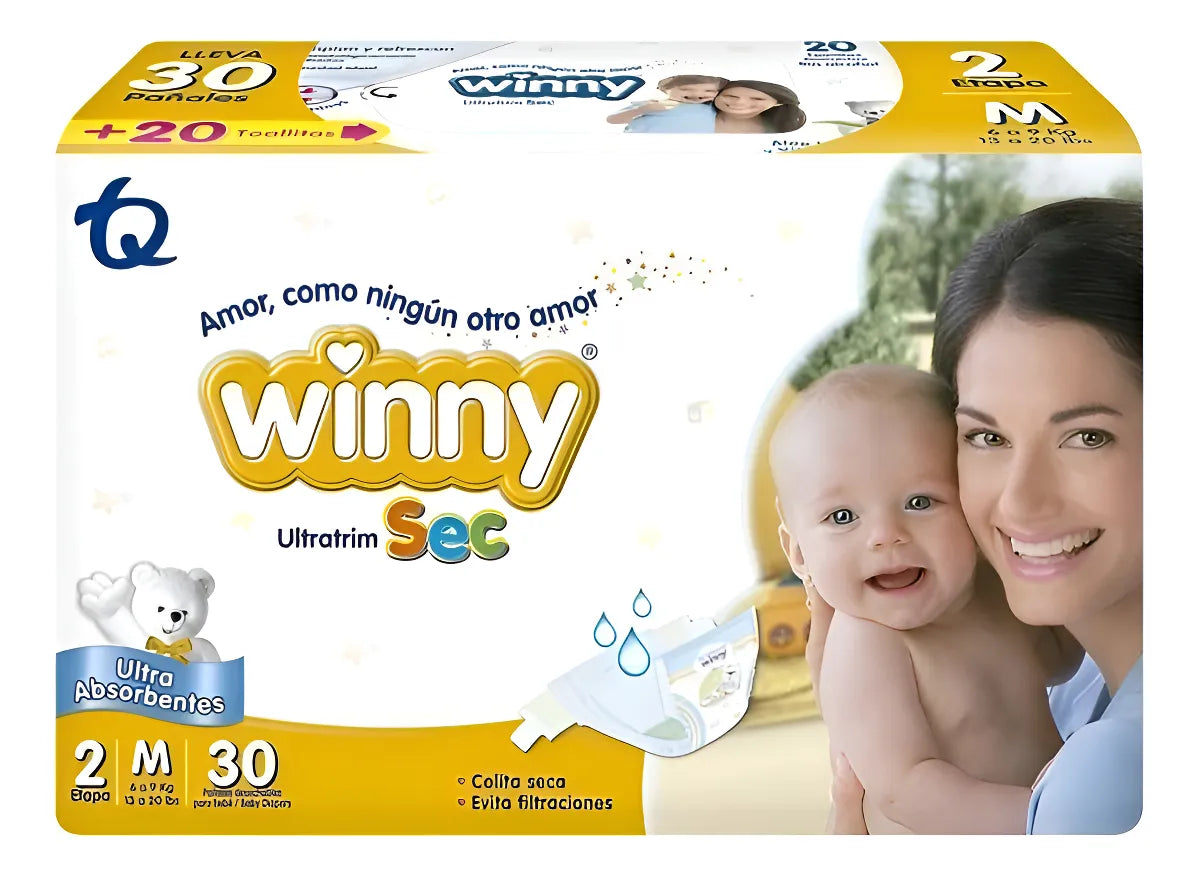 Pañal Winny Ultratrim Sec Etapa 2 30 Unidades Oferta Mediano (m) Sin Género