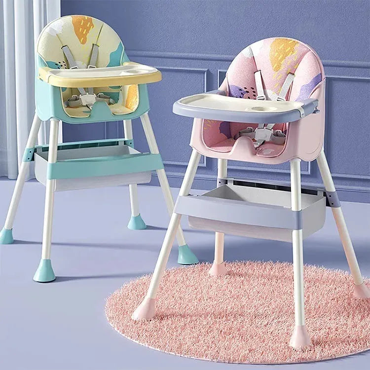 Silla Comedor Para Bebe Portátil Niños Niñas Color Rosado Bolas