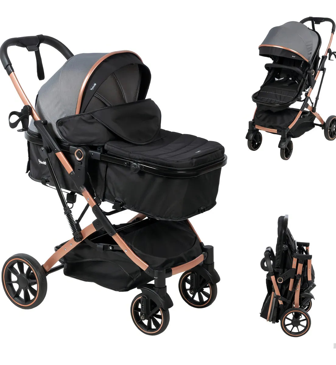 Coche Moises Compacto Ebaby Shiro Color Gris