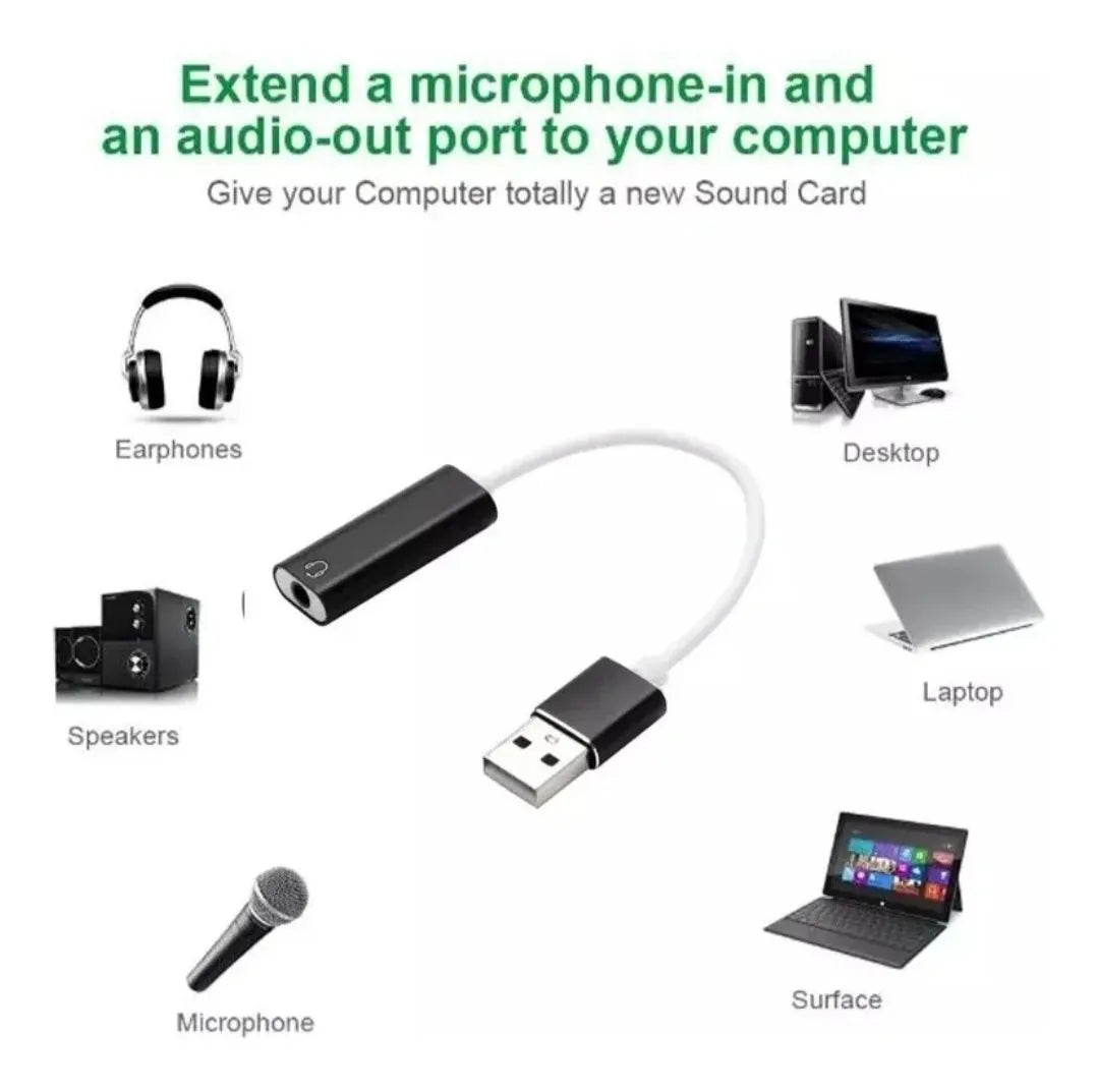 Tarjeta De Sonido De Usb Externa Audio Mic 2 En 1