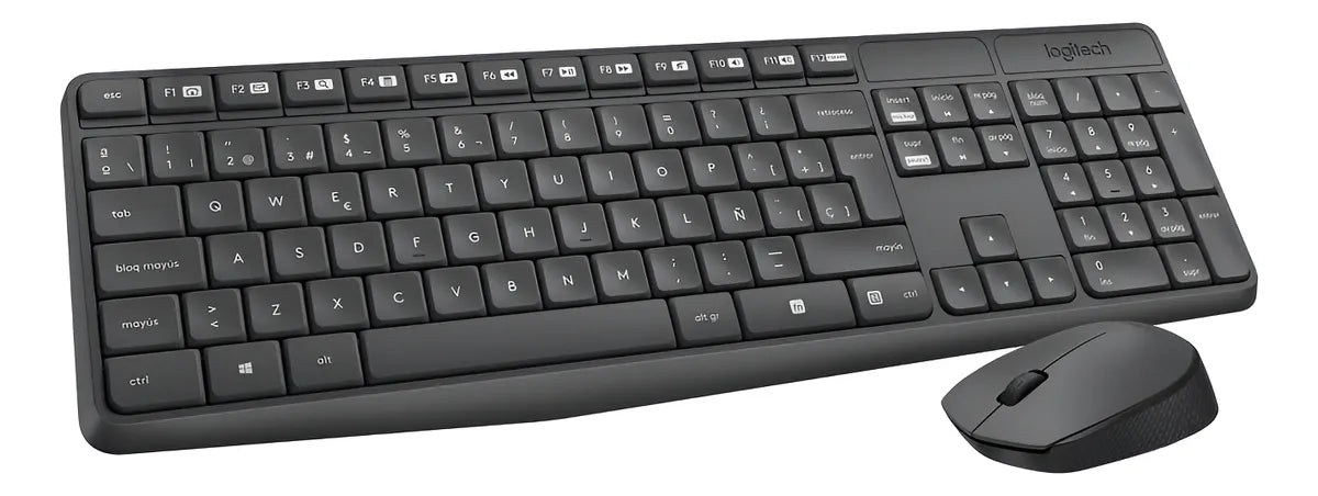 Combo Teclado Y Mouse Logitech Mk235 Inalámbrico Negro Negro Pizarra