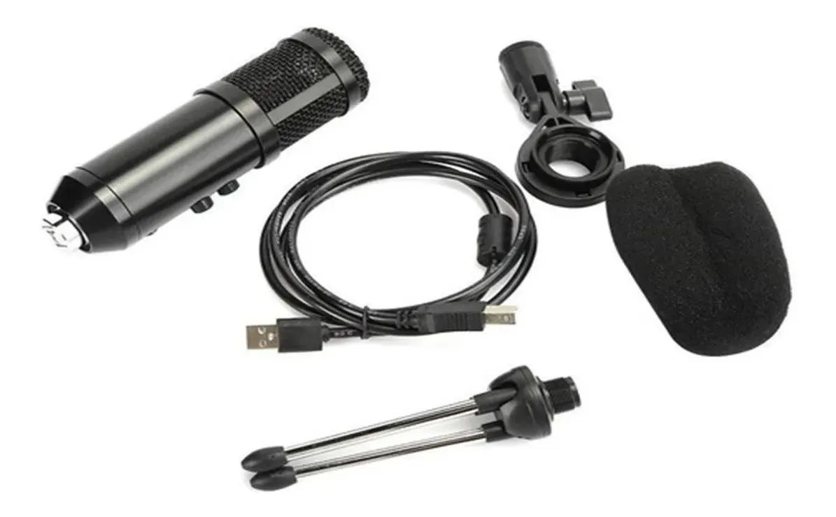 Grandioso Micrófono Condensador Usb Con Trípode Color Negro