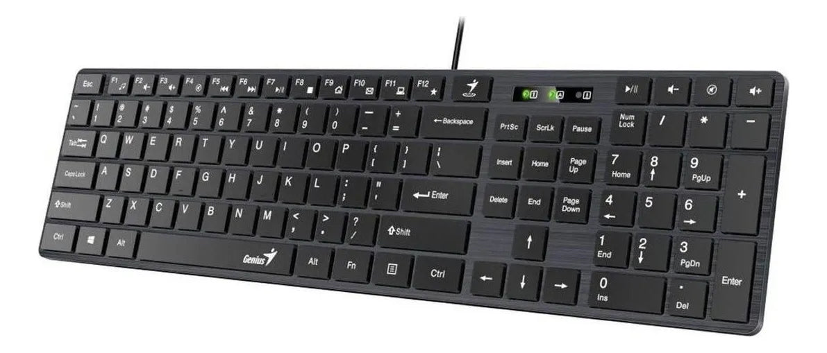 Teclado Genius SlimStar QWERTY Membrana español color negro con luz no