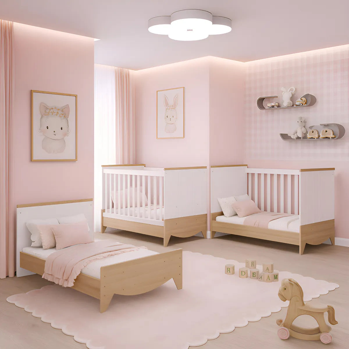 Cuna Convertible 3 En 1 Blanca Para Bebé Minicama Y Cama Blanco