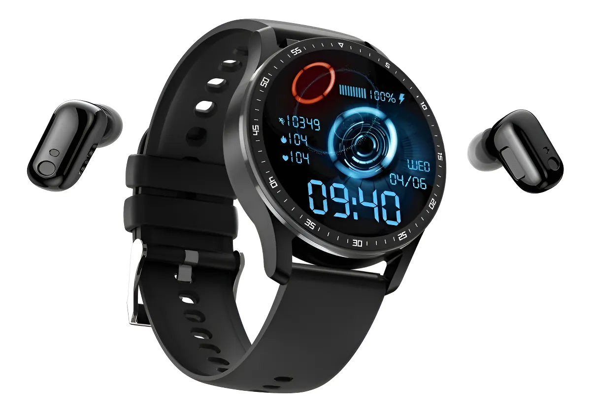 Reloj Smart Watch Fralugio Gt5 2 En 1 Con Audífonos Wireless Negro