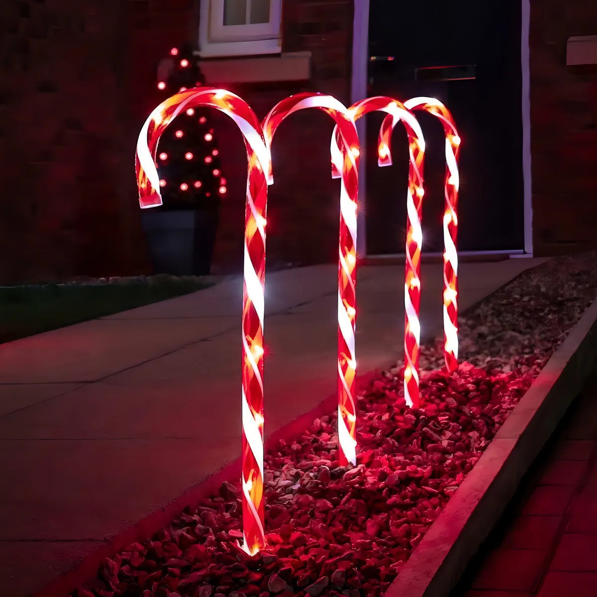 Luces Decorativas 5 Unidades Solares Navidenas Bastones Navideños Luces Solares Decorativas Navidad Adornos Navideños Luces Navideñas Decorativas Qatarshop Bastones Luces Solares