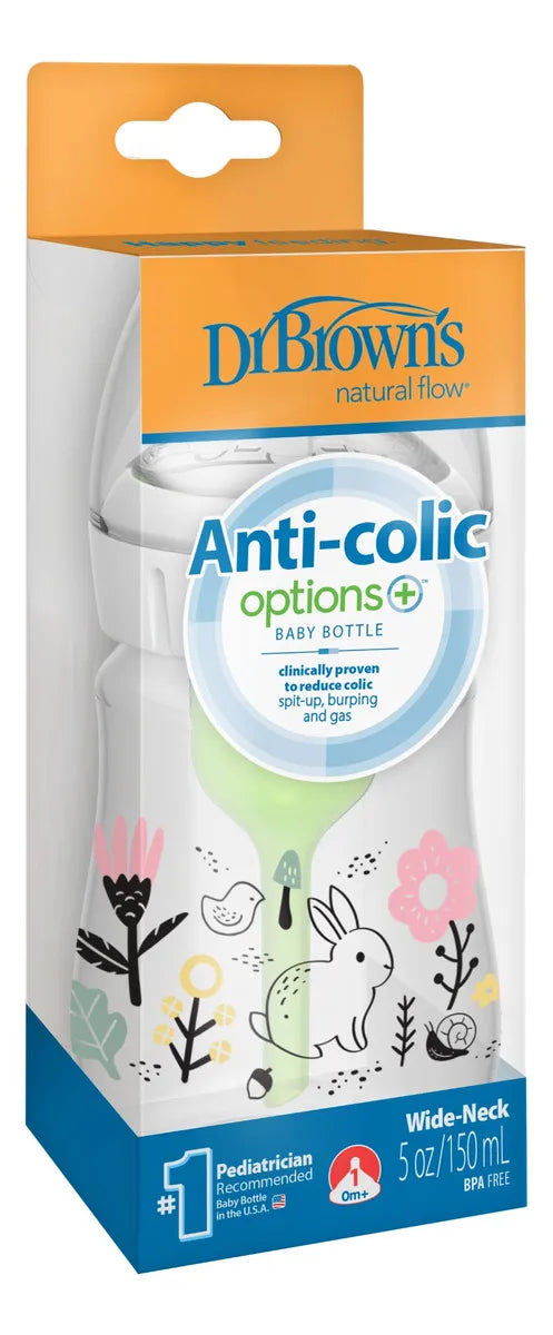 Tetero Boca Ancha 5 Oz Decorado Jardin Recien Nacidos Dr Bro Color Rosa Pálido