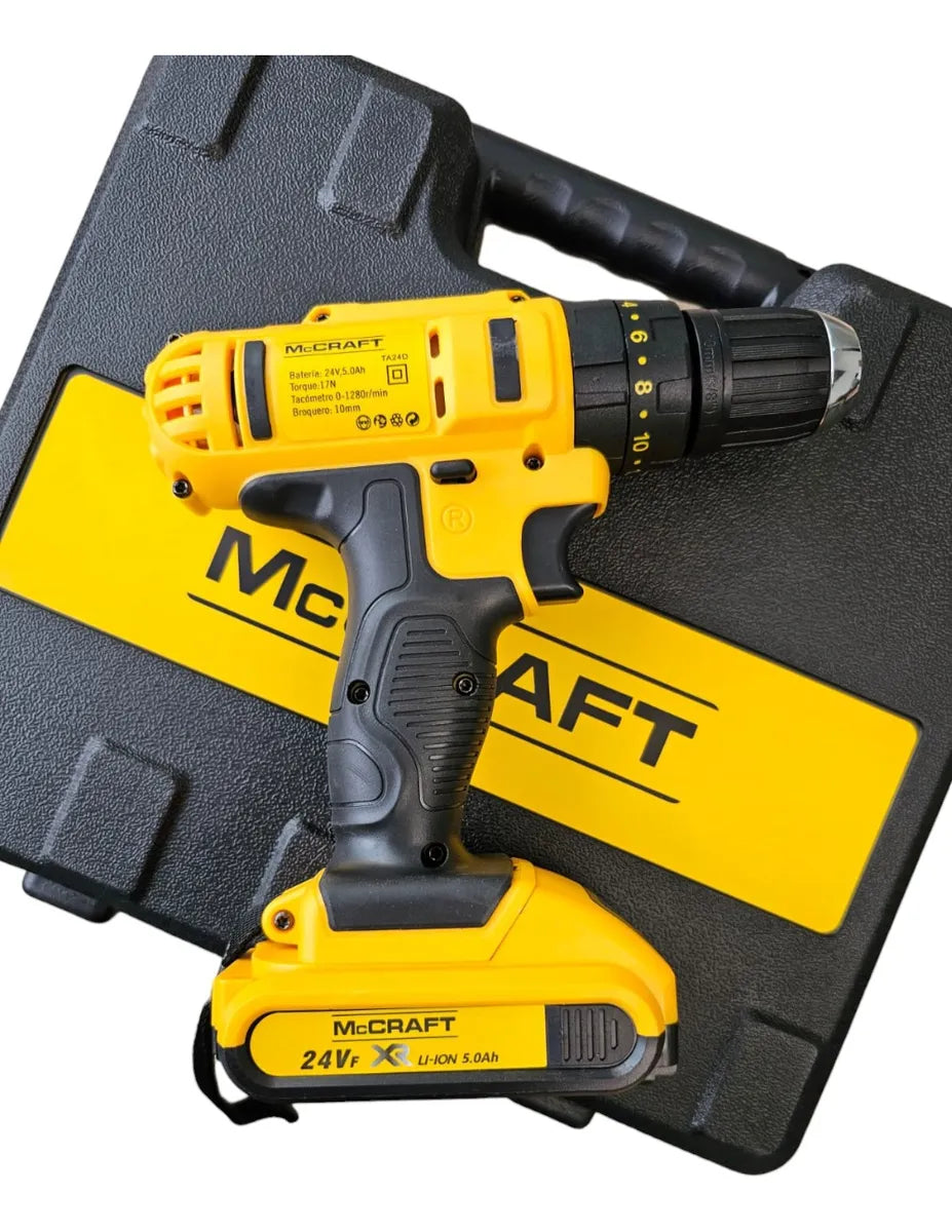 Taladro Atornillador Percutor Inalámbrico 24v Voltios 3/8'' Amarillo 50/60