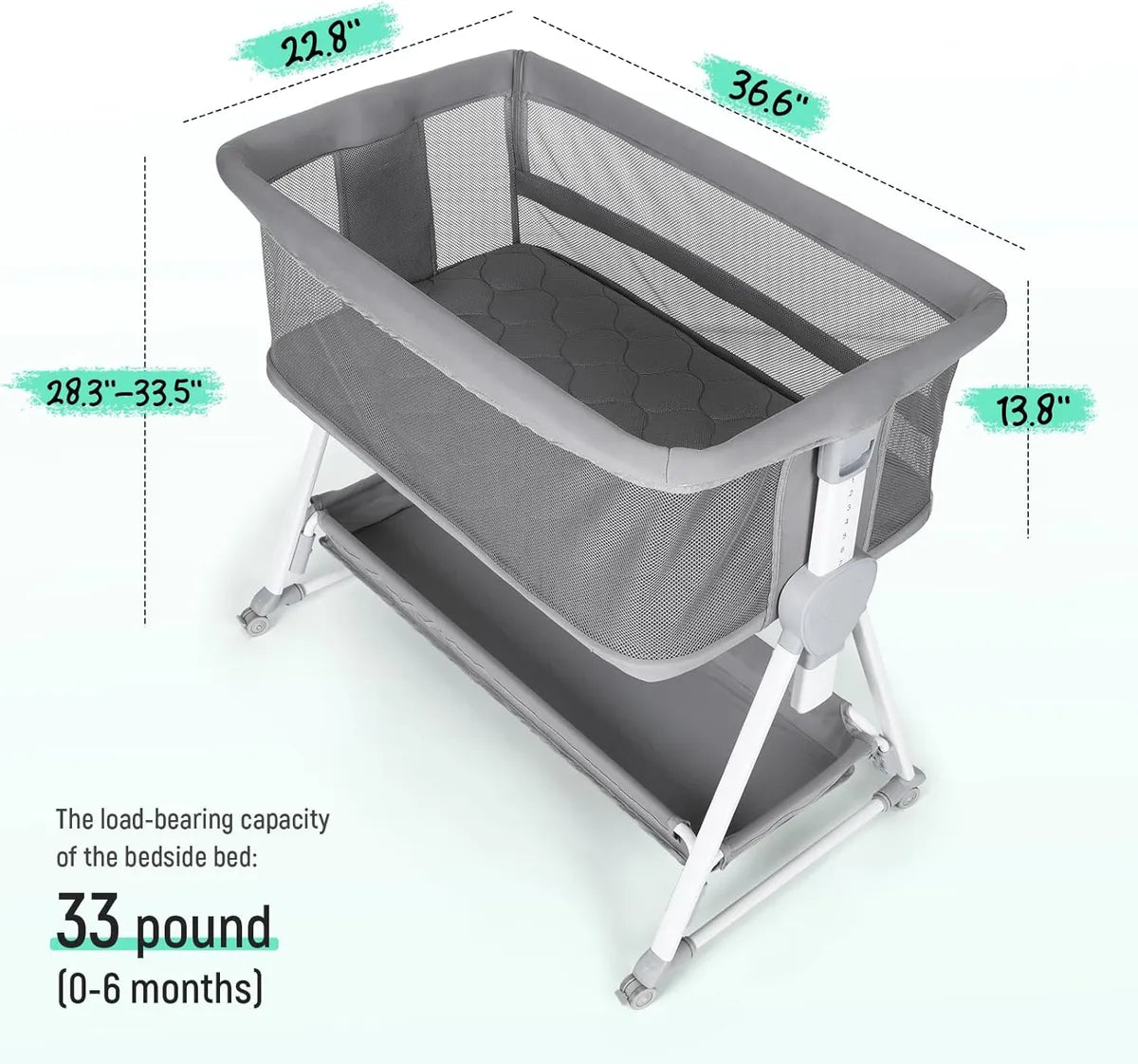 Cuna Lateral Ultra Silenciosa Con Colchón Lavable