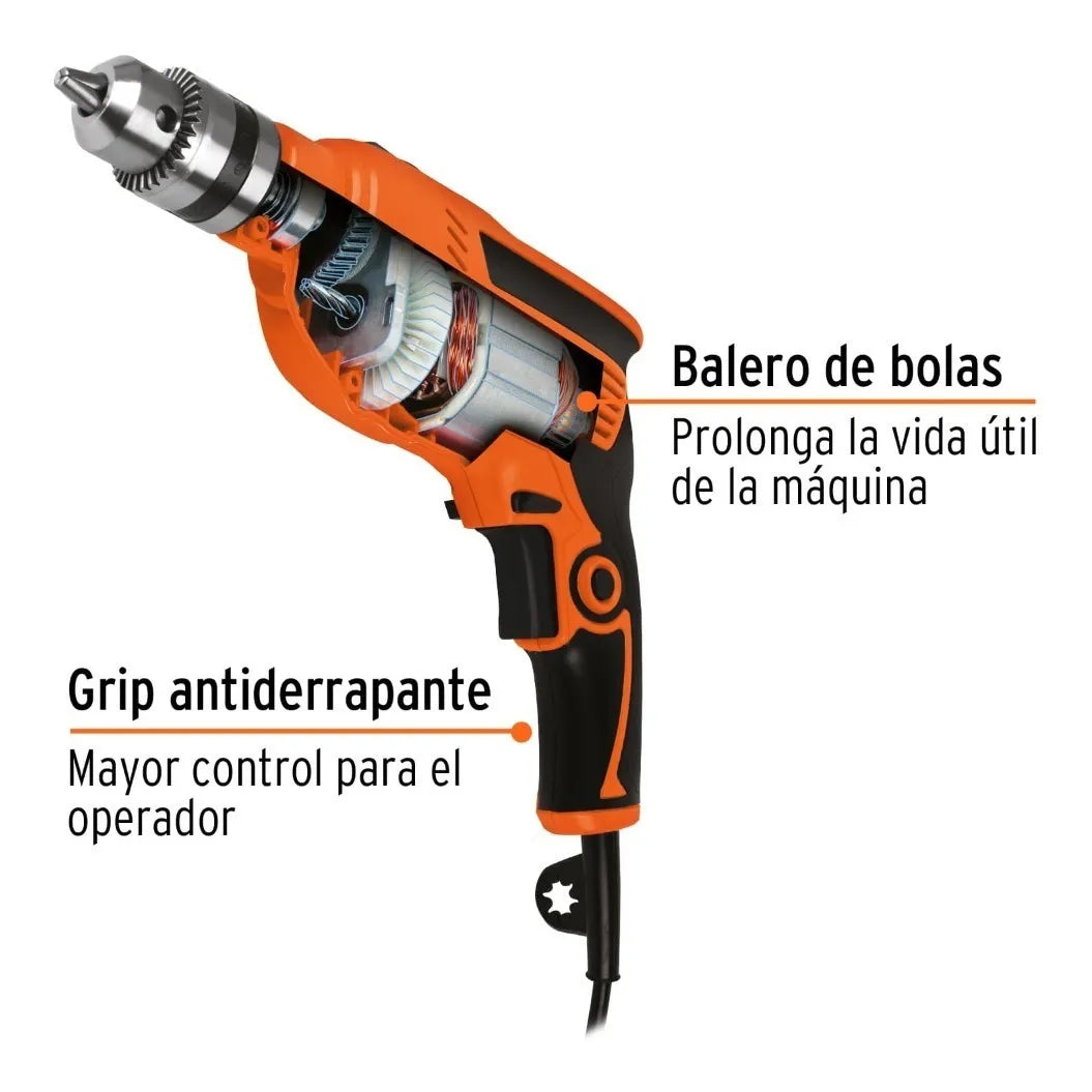 Taladro Percutor 3/8' Profesional 550 W Marca Truper Color Gris