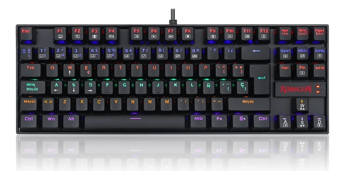 Teclado Mecánico Redragon Kumara Rainbow K552-kr-sp Teclado Negro Idioma Español Latinoamérica