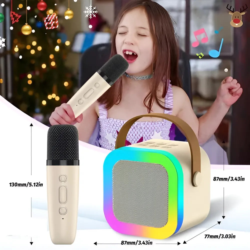 Mini Parlante Karaoke K12 Audiok Con Efectos De Luz Y Efectos De Voz Color Rosa