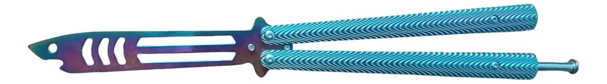 Navaja Cuchillo Mariposa De Entrenamiento Acero Camping Plateado