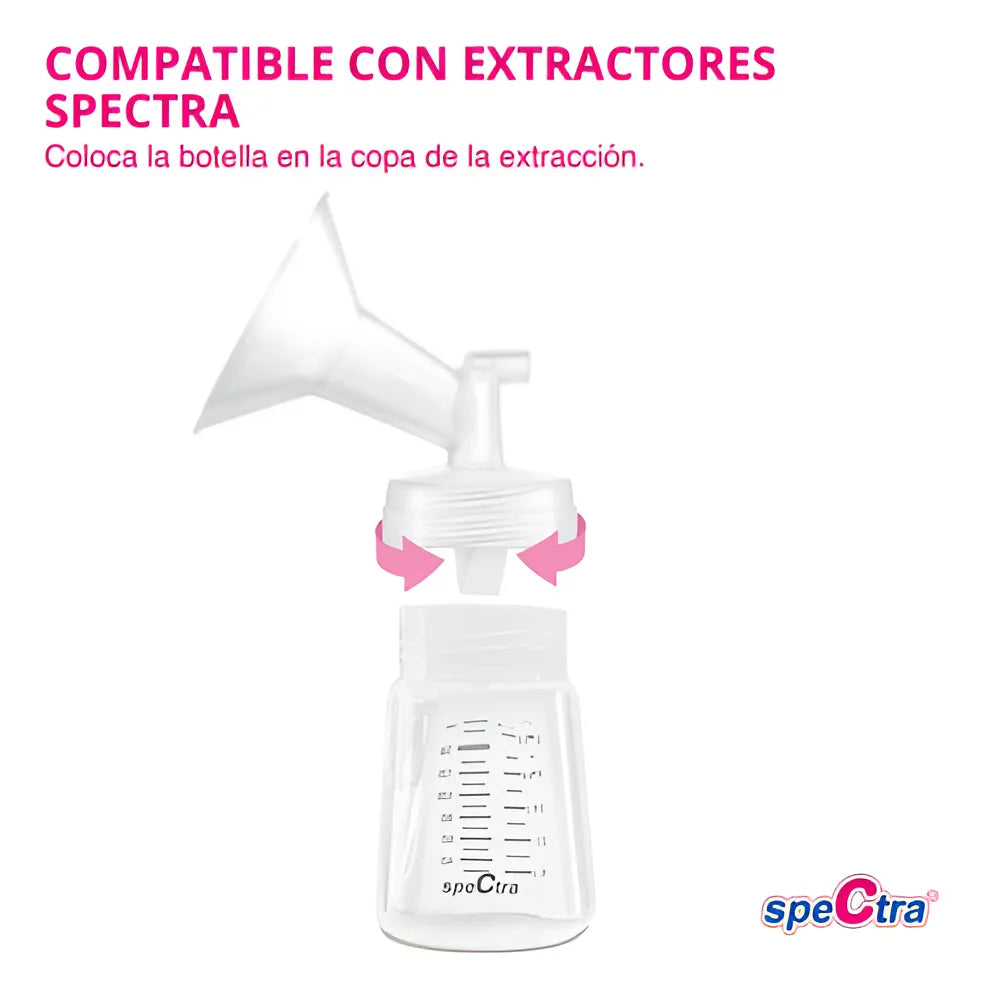 2 Botellas Almacenar Leche Materna Spectra Biberón Lactancia Color Rosa Claro
