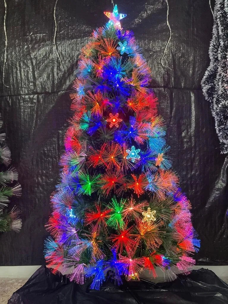 Arbol Fibra Optica 7 Colores Alta Densidad 180 Cm Verde Oscuro
