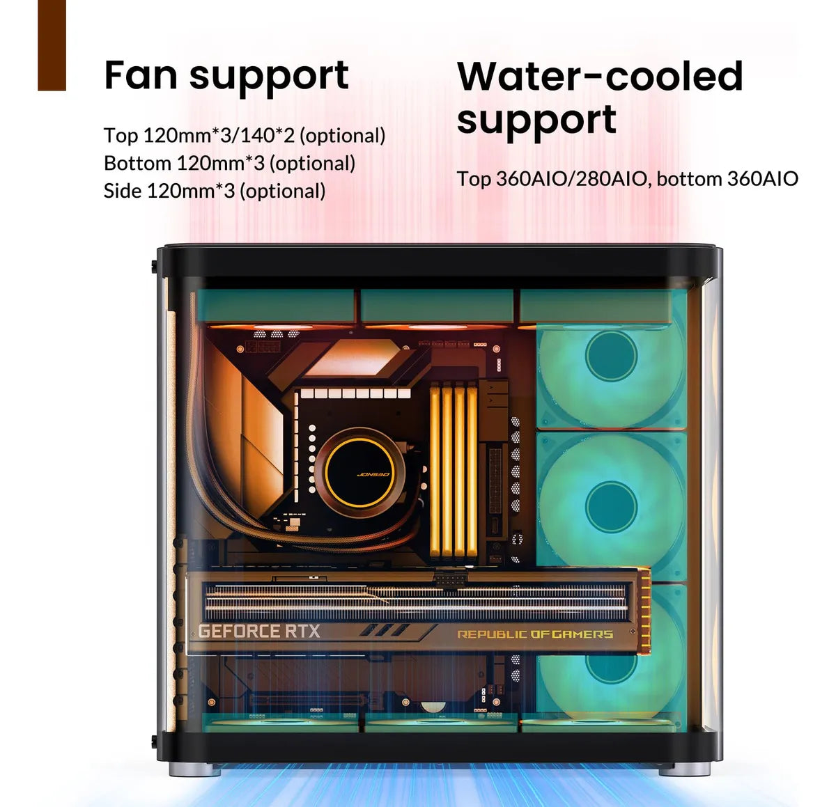 Jonsbo Tk-2 Negro Atx Mid-tower Pc Case, Diseno De Vidrio Hi