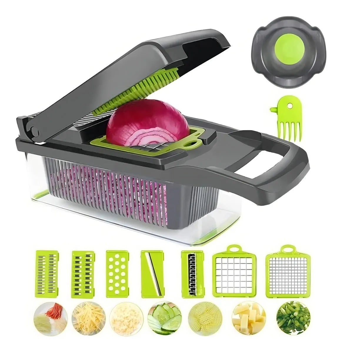 Mandolina Cortador Verduras Multi Picador Vegetales 15 En 1 Verde