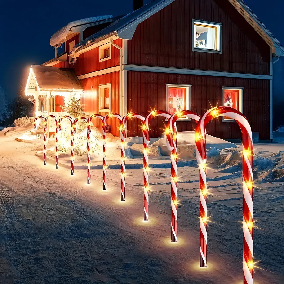 Luces Decorativas 5 Unidades Solares Navidenas Bastones Navideños Luces Solares Decorativas Navidad Adornos Navideños Luces Navideñas Decorativas Qatarshop Bastones Luces Solares