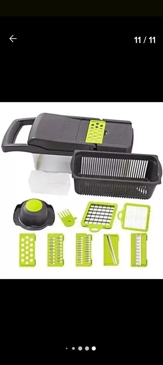 Cortador De Verduras 14 En 1 Rallador Rebanador Con Accesori Griss Oscuro