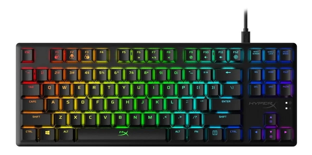 Teclado gamer HyperX Alloy QWERTY Red inglés US color negro con luz RGB