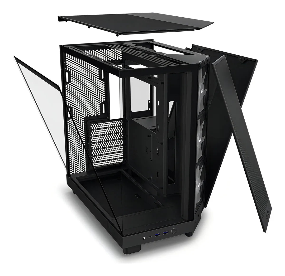 Gabinete Nzxt H6 Flow Rgb Negro Cc-h61fb-r1 3 Fan Rgb Atx