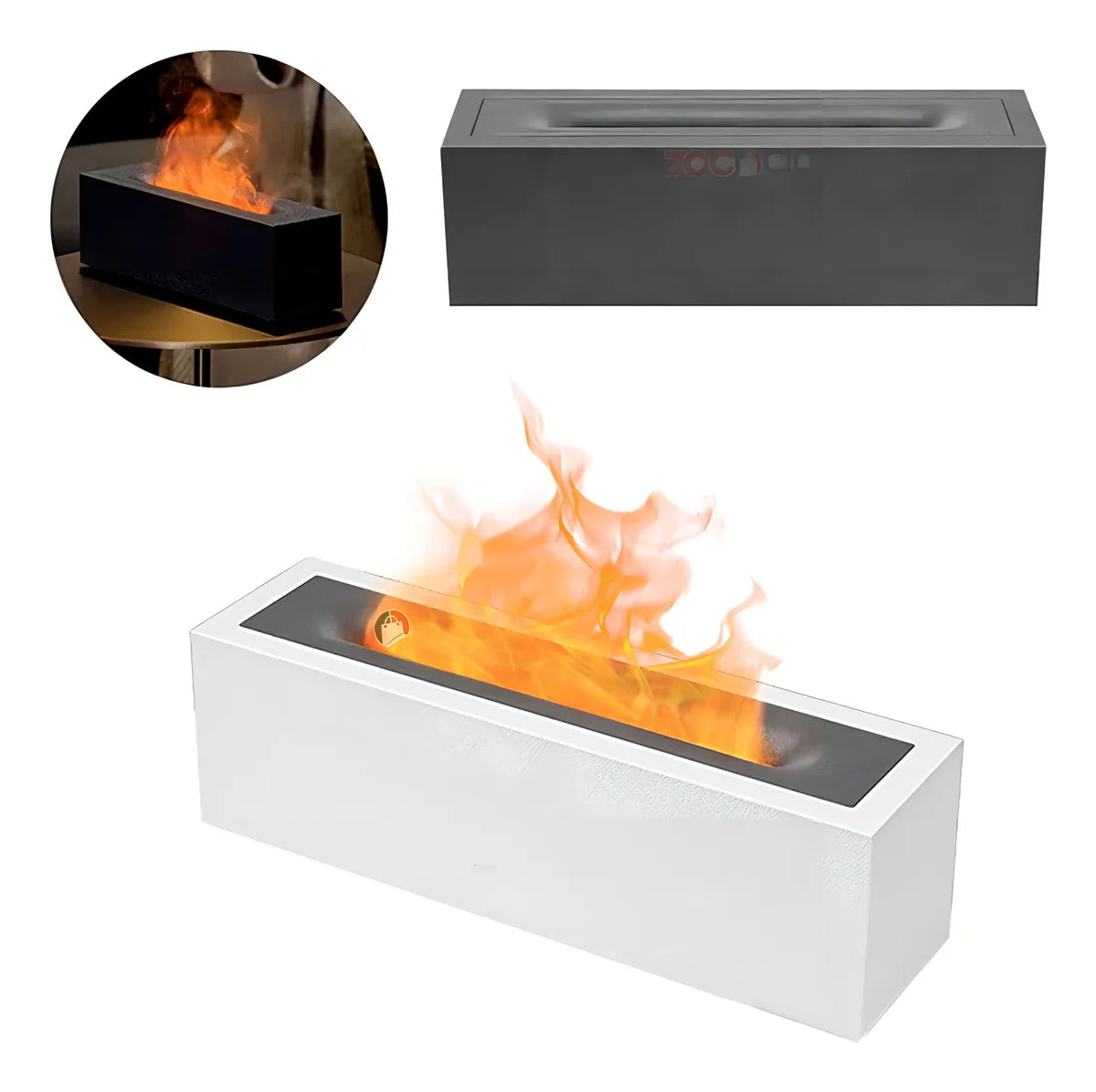 Difusor De Aroma De Llama Humidificador Chimenea Decorativa Color Negro