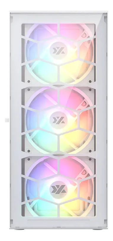 Chasis Gamer Xyz Airone 100 Glass Blanco X6 Fans Argb Vidrio