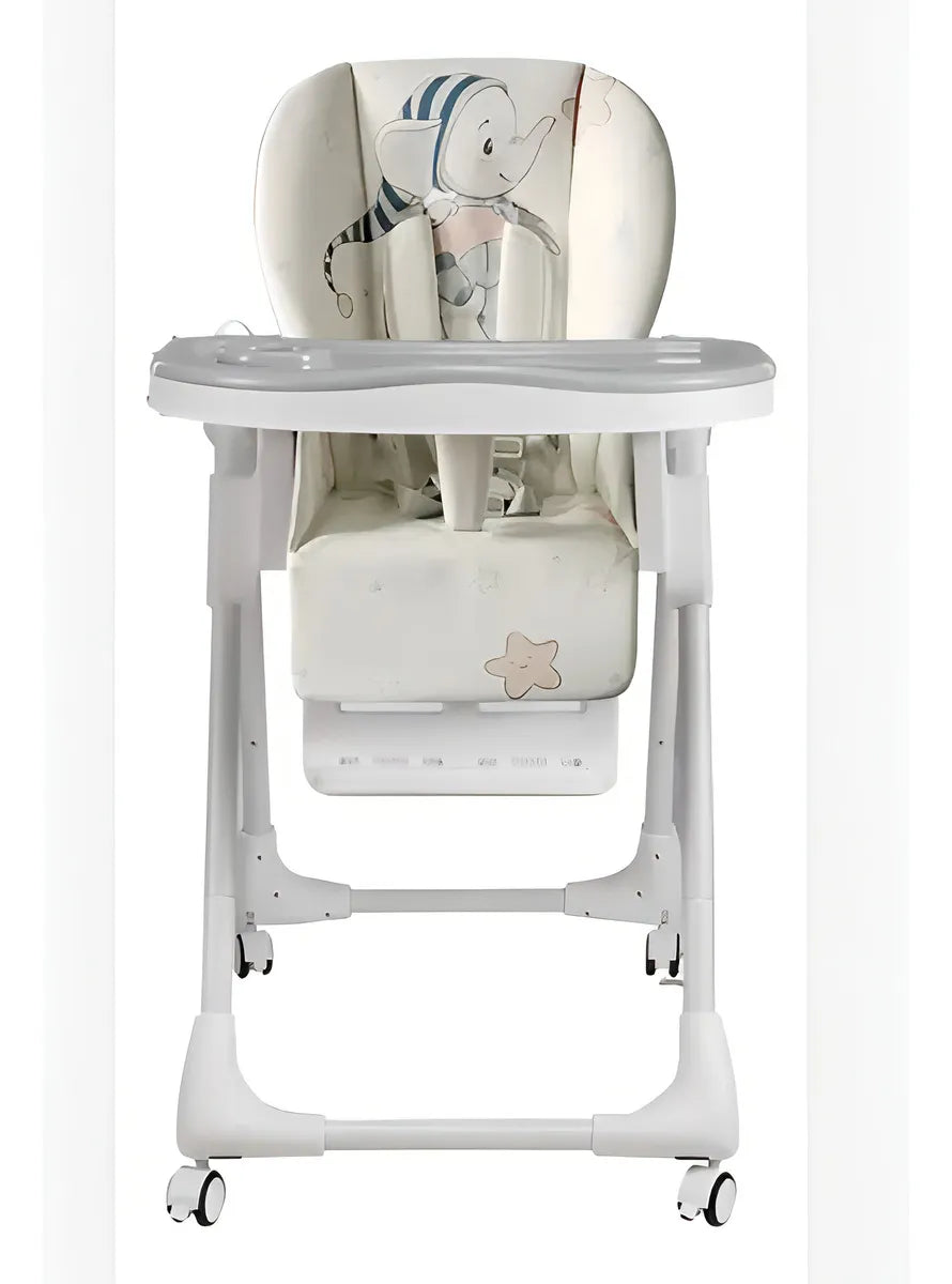 Silla Comedor Kidshop Doble Bandeja Plegable Color Gris Elefanta