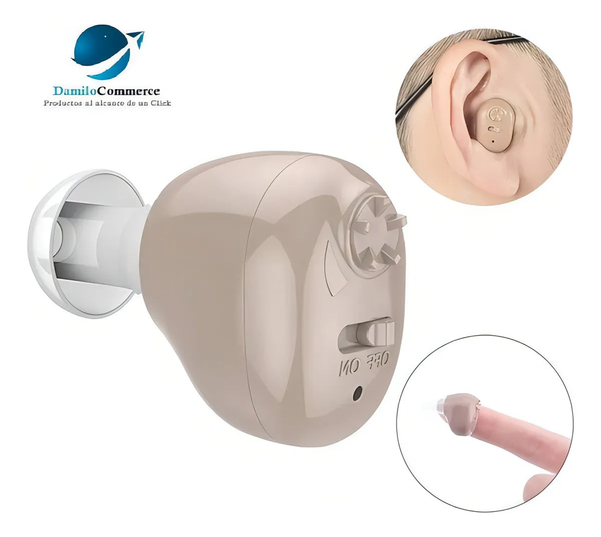 Audífono Amplificador Sordera In-ear Recargable Cormar G12 Color Marrón con Estuche de Carga