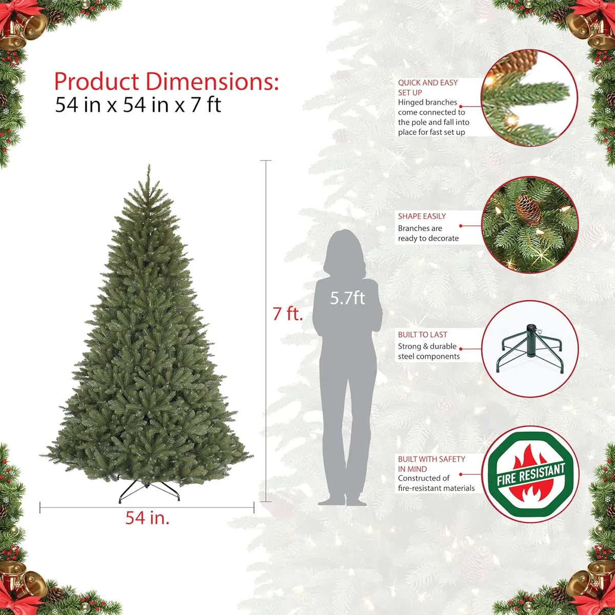 Árbol De Navidad Artificial 7 Pies Ultra Realista