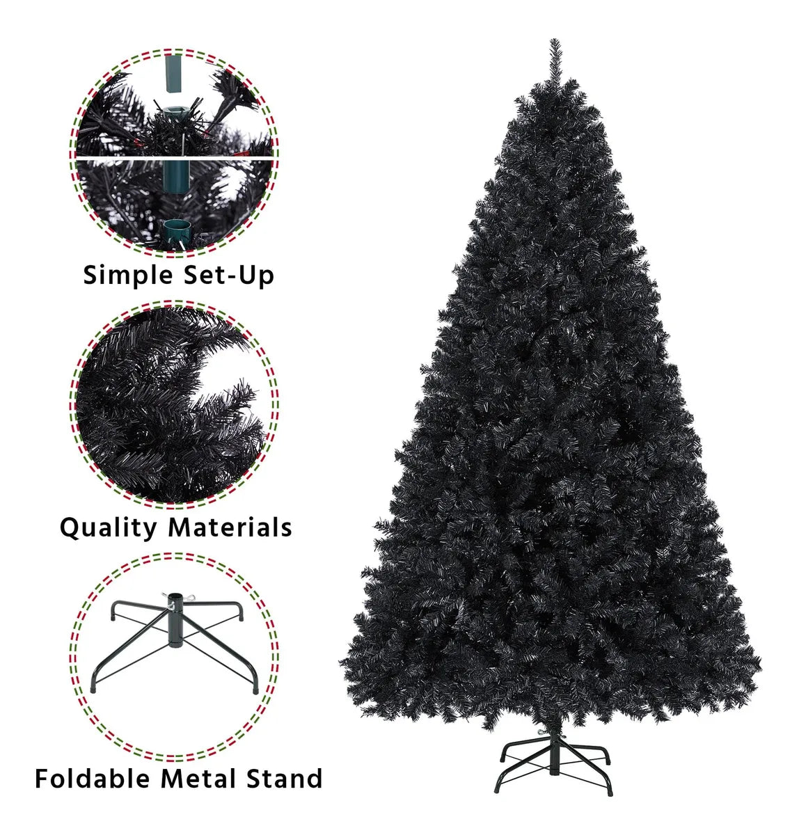 Yaheetech - Arbol De Pino Artificial De Halloween Negro De 6