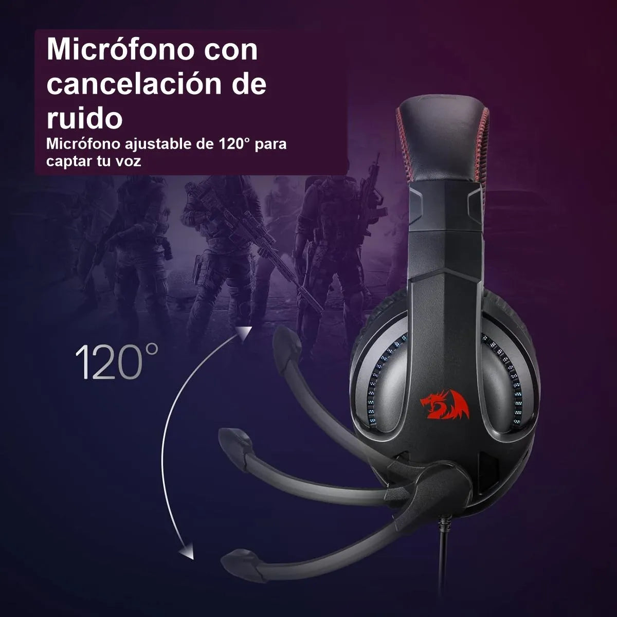 Diadema Gamer Redragon H211-rgb Cronus Micrófono Plug 3.5mm Negro