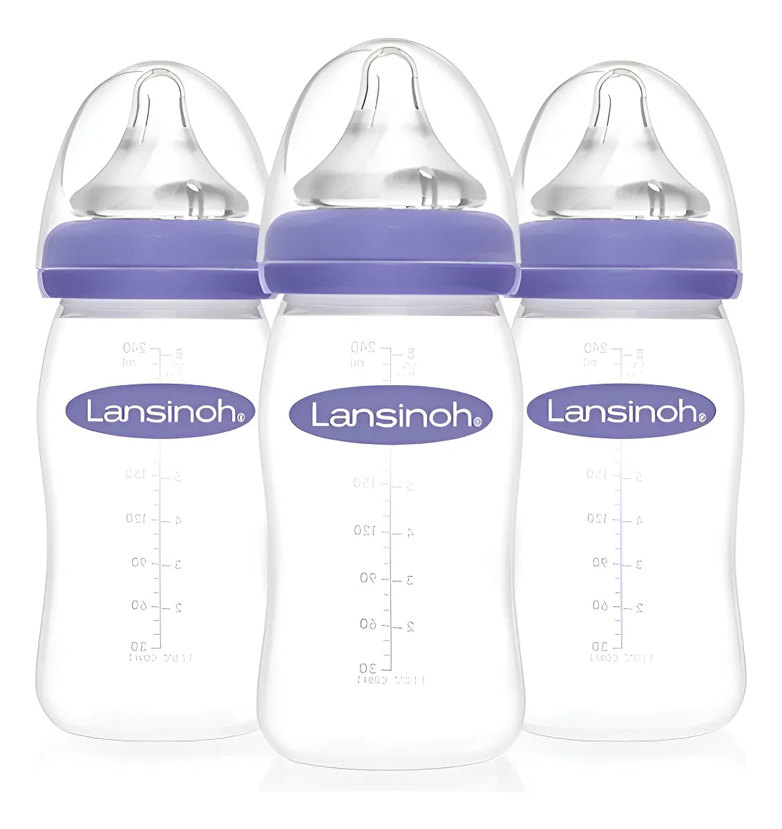 Set 3 Biberones Lansinoh Naturalwave 8 Onzas 3m Flujo Medio Violeta