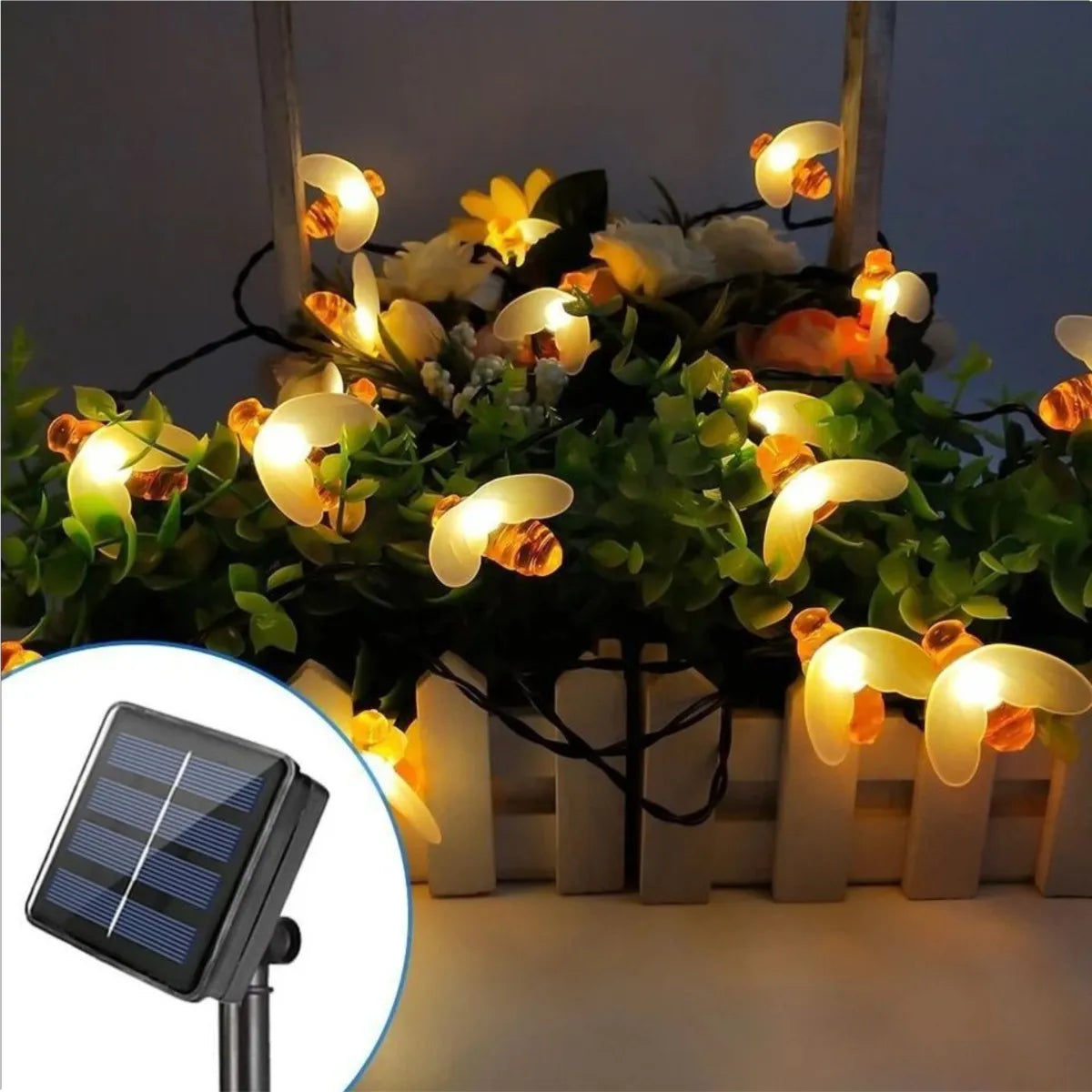 Luz Solar Abejas 4.5 Metros 20abejas Blanco Cálido