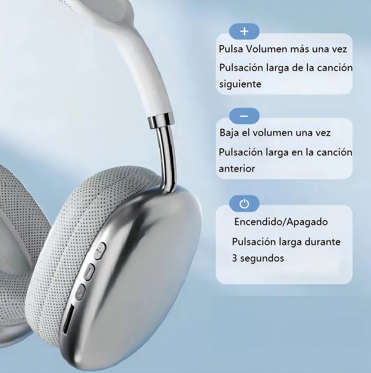 Audifonos Diadema Inalambricos Bluetooth Com Mic Ajustables JE1001 P9 color Negro