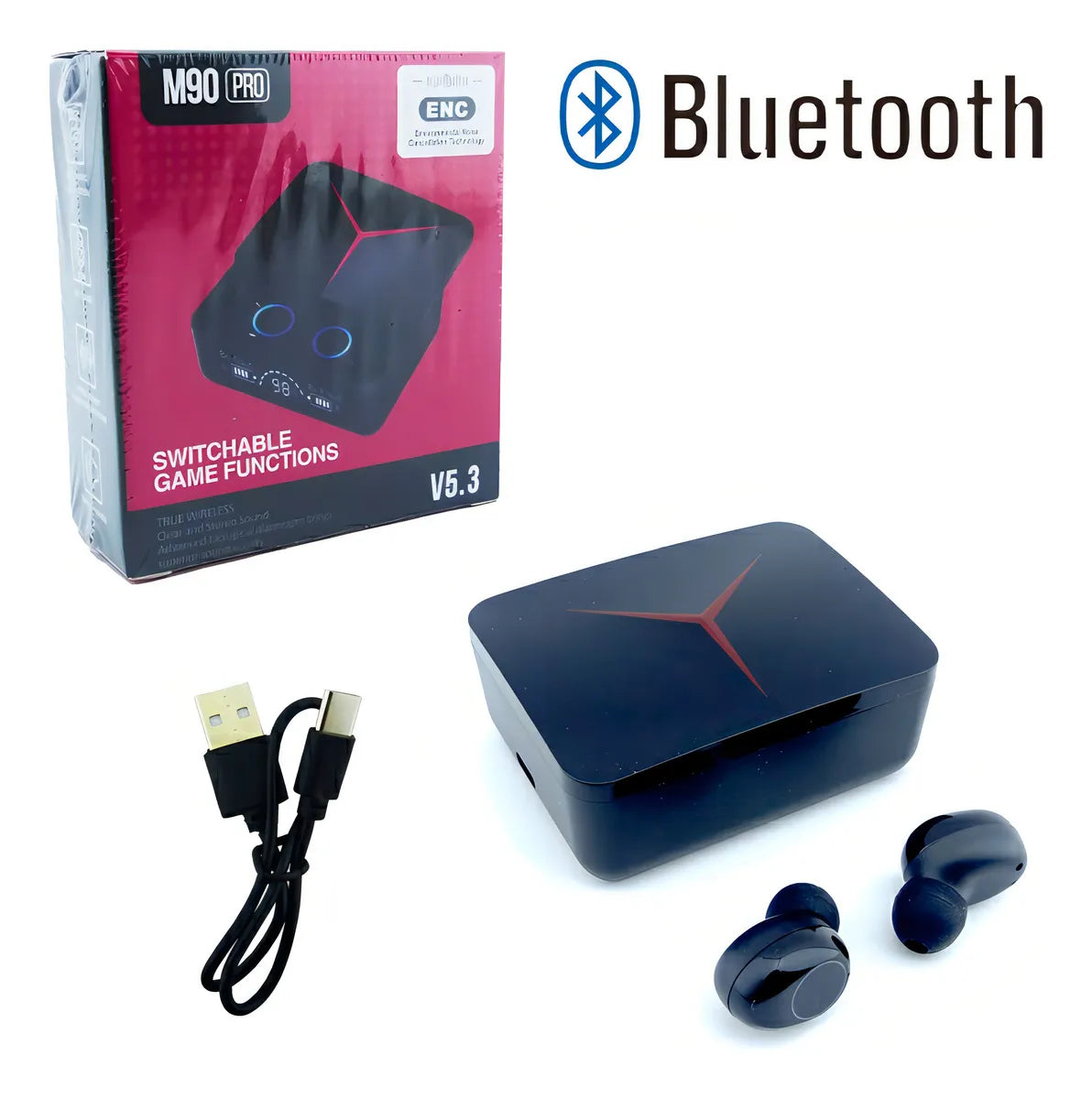 Auriculares deportivos impermeables M90 Pro Tws, color negro
