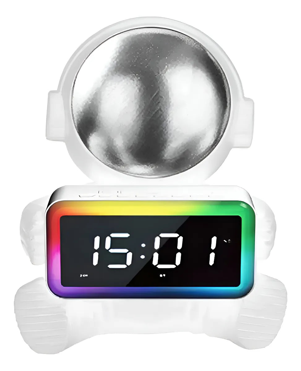 Reloj Radio Parlante Altavoz Bluetooth Iluminación Led Rgb Rosado Blanco