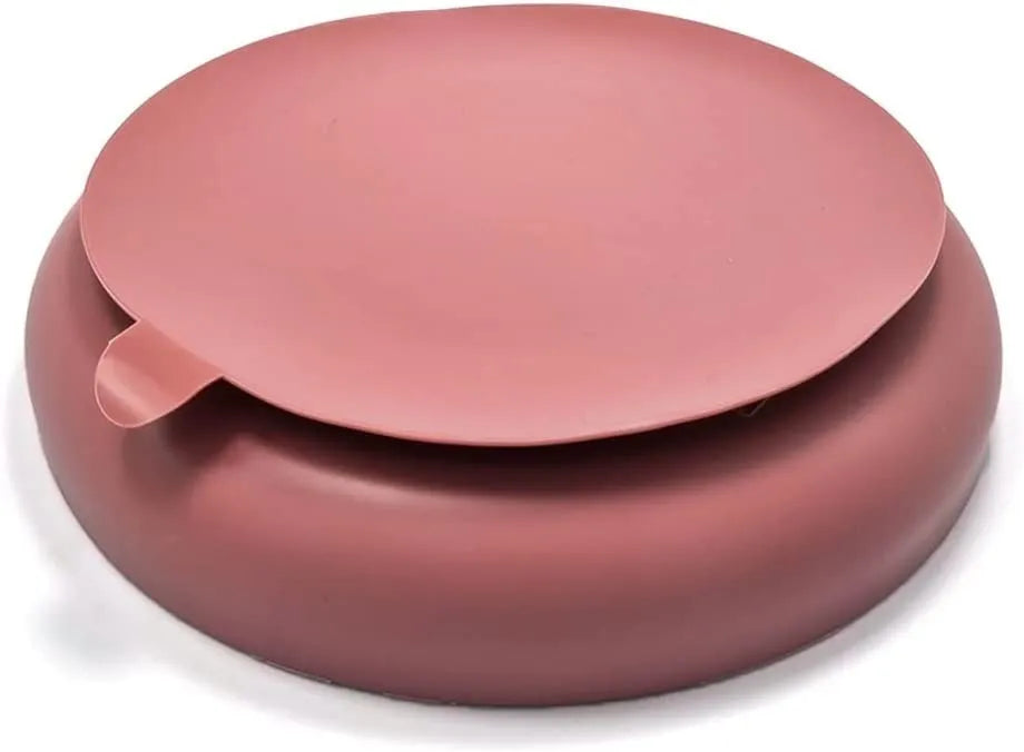 Kit Alimentación Bebe Niño Vajilla En Silicona Plato Babero Color Rosa Liso