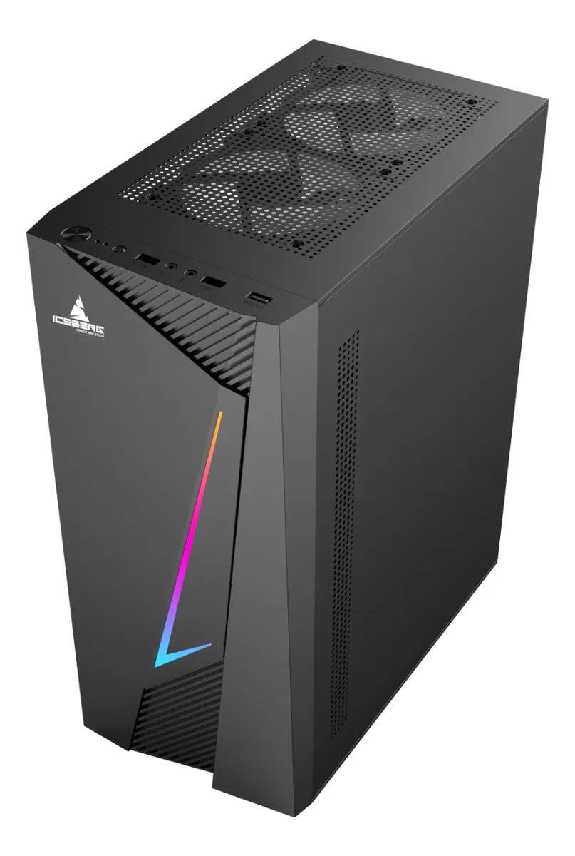 Chasis Gabinete Caja Gamer Iceberg Flux Elite + 1 Ventilador Negro