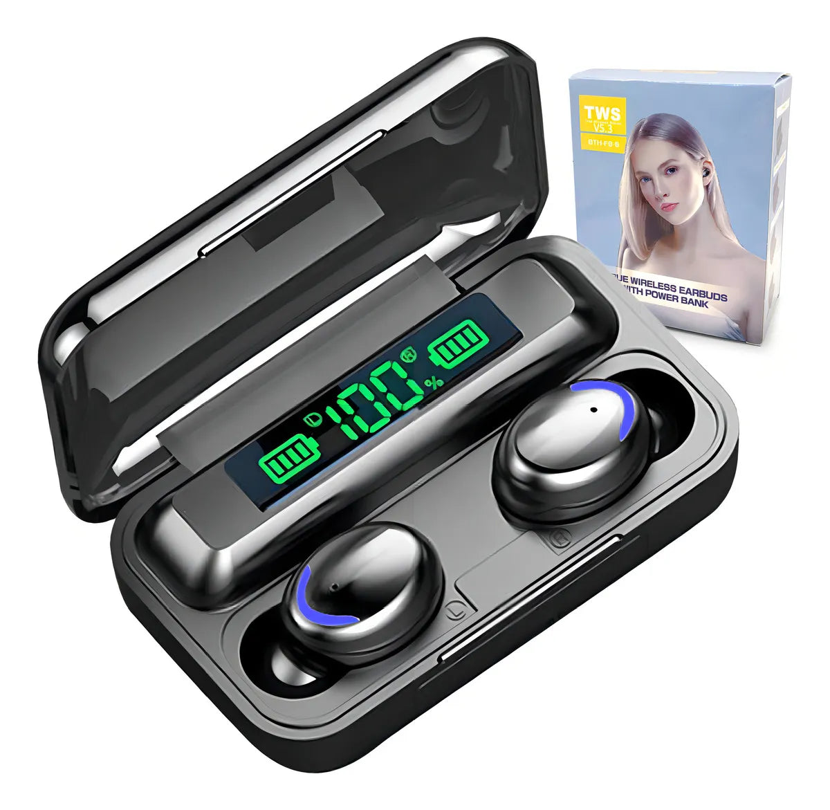 Audifonos Bluetooth Inalambricos Tactiles Led Tws F9-5 Color Negro