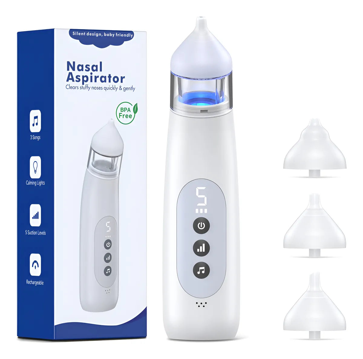 Pudult Aspirador Nasal Para Bebe, 5 Niveles De Succion Recar