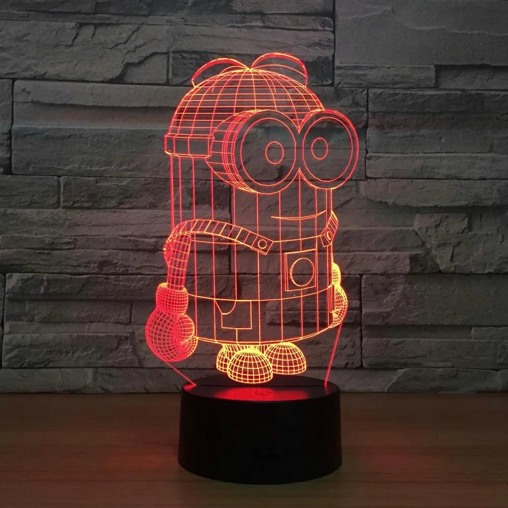 Lámpara De Noche Led 3d Minions Holograma Regalo Decoración Negro