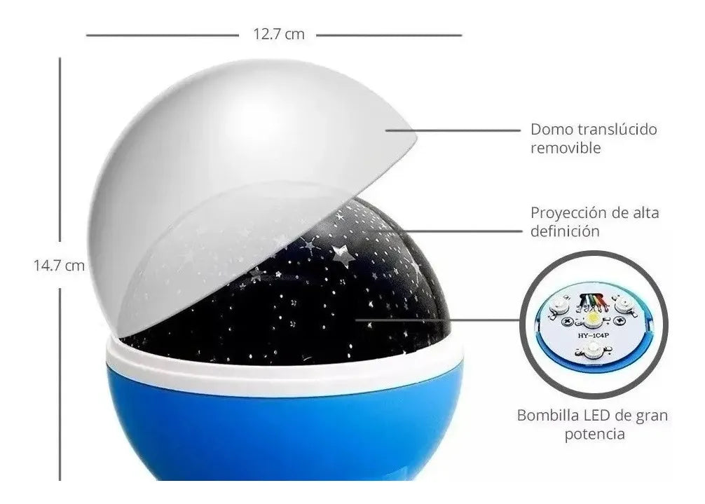 Lampara Proyector Giratorio Estrellas Luz Regalo Niños Bebé - Multicolor