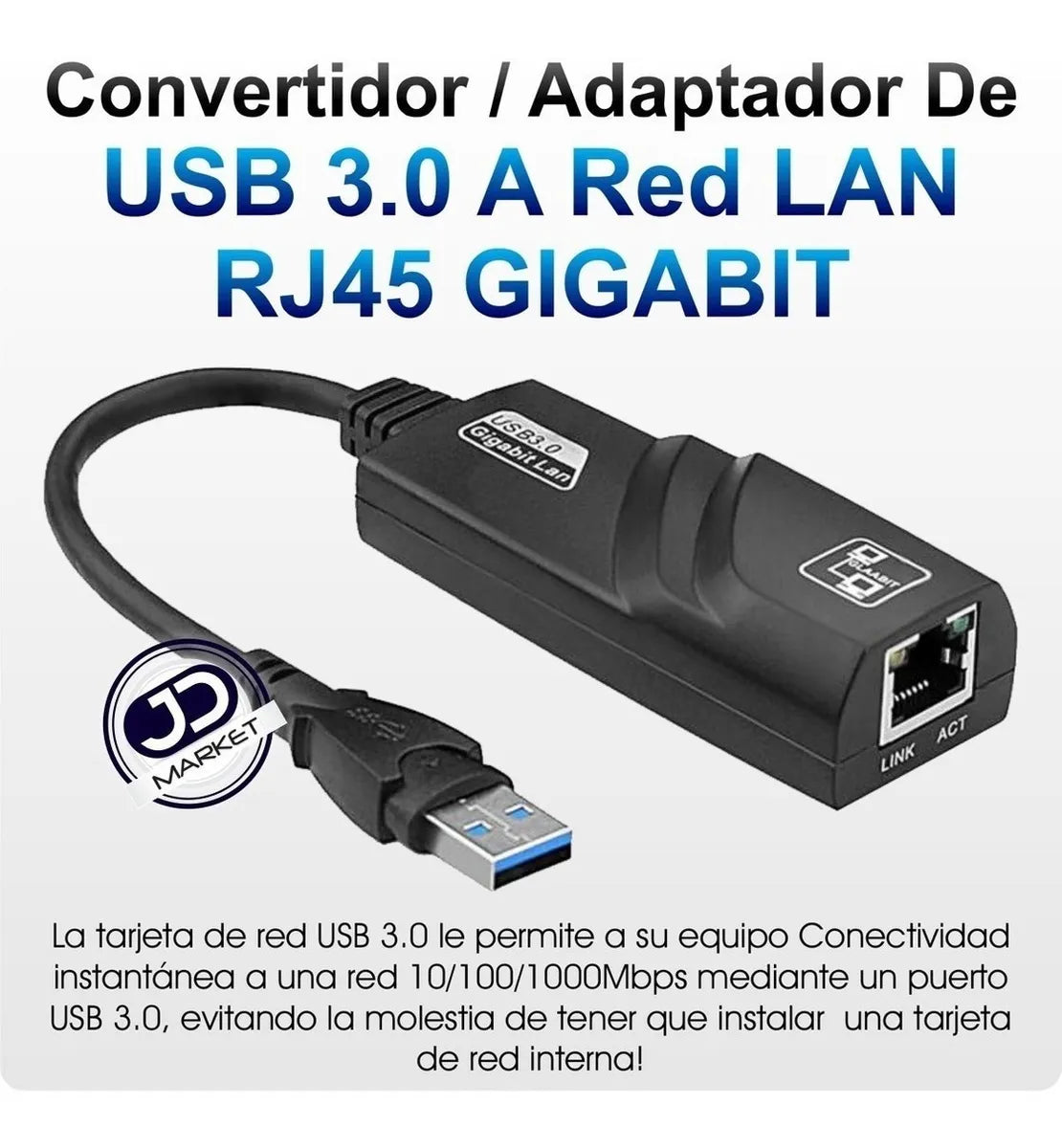 Adaptador De Usb 3.0 A Rj45 Red Lan Gigabit 10/100/1000