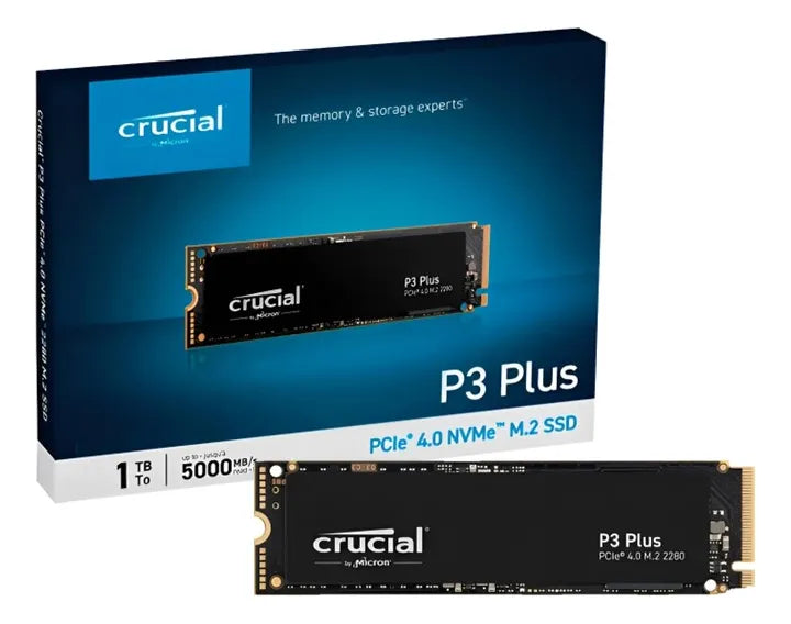 Disco Ssd Crucial 1tb P3 Plus M.2 2280 Nvme Gen 4 X4 5000mbs Negro