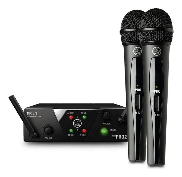 Micrófono Inalámbrico Doble Akg Wms40 Mini Dual De Mano Color Negro