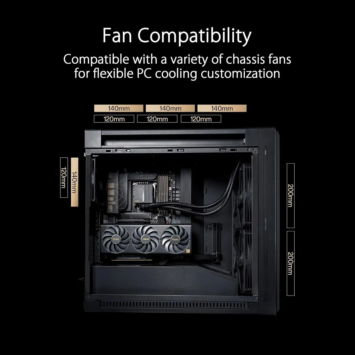 Carcasa Asus Proart Pa602 E-atx Con Ventiladores Y Usb-c