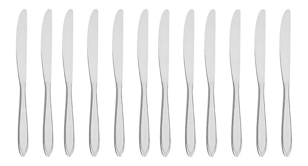 Juego de 12 cuchillos para cocina y postres, cubiertos de acero inoxidable para restaurantes, color plateado