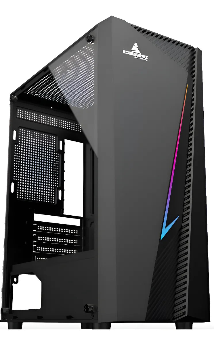 Caja Gabinete Gamer Iceberg Flux Elite Argb Vidrio Fan 120 Negro